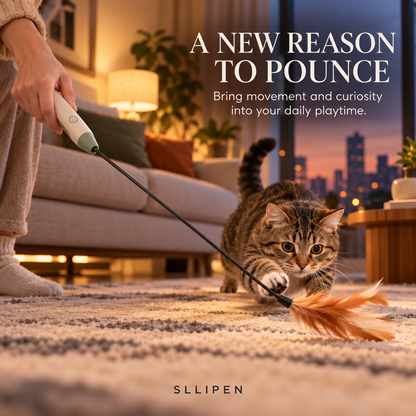 SLLIPEN Electric Cat Teaser Wand 🐾 – Make Every Pounce a Playtime Moment