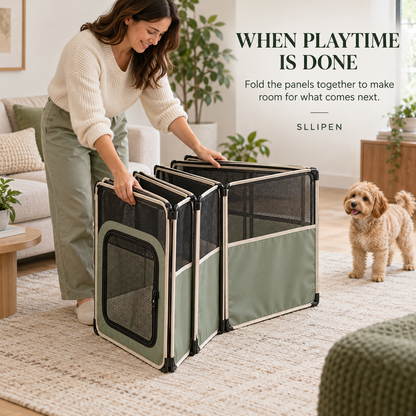 SLLIPEN Foldable Pet Playpen 🐾 – A Little Space for Big Moments